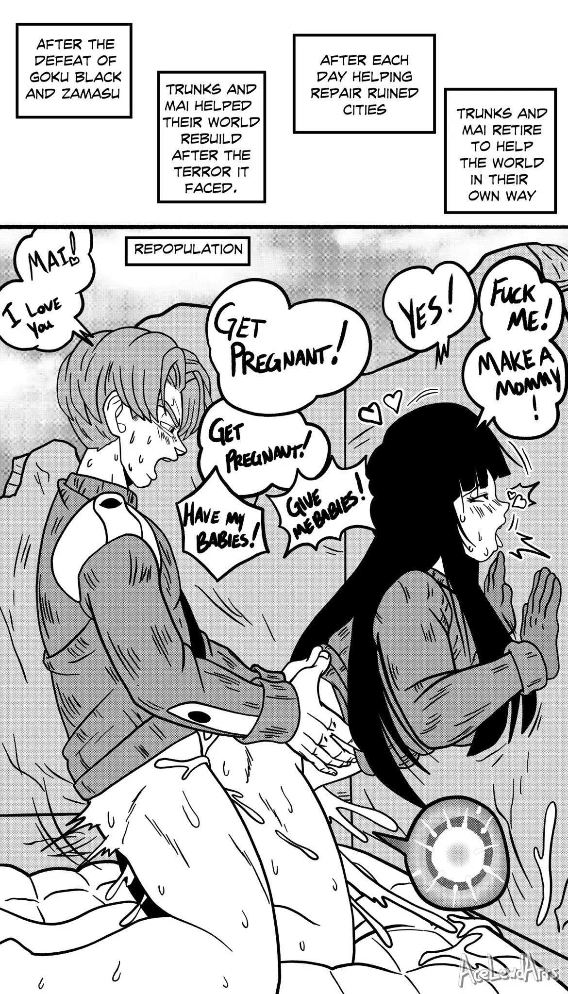 Trunks & Mai doing their part to help repopulate the world [AceLewdArts] posted by notmypornacct84