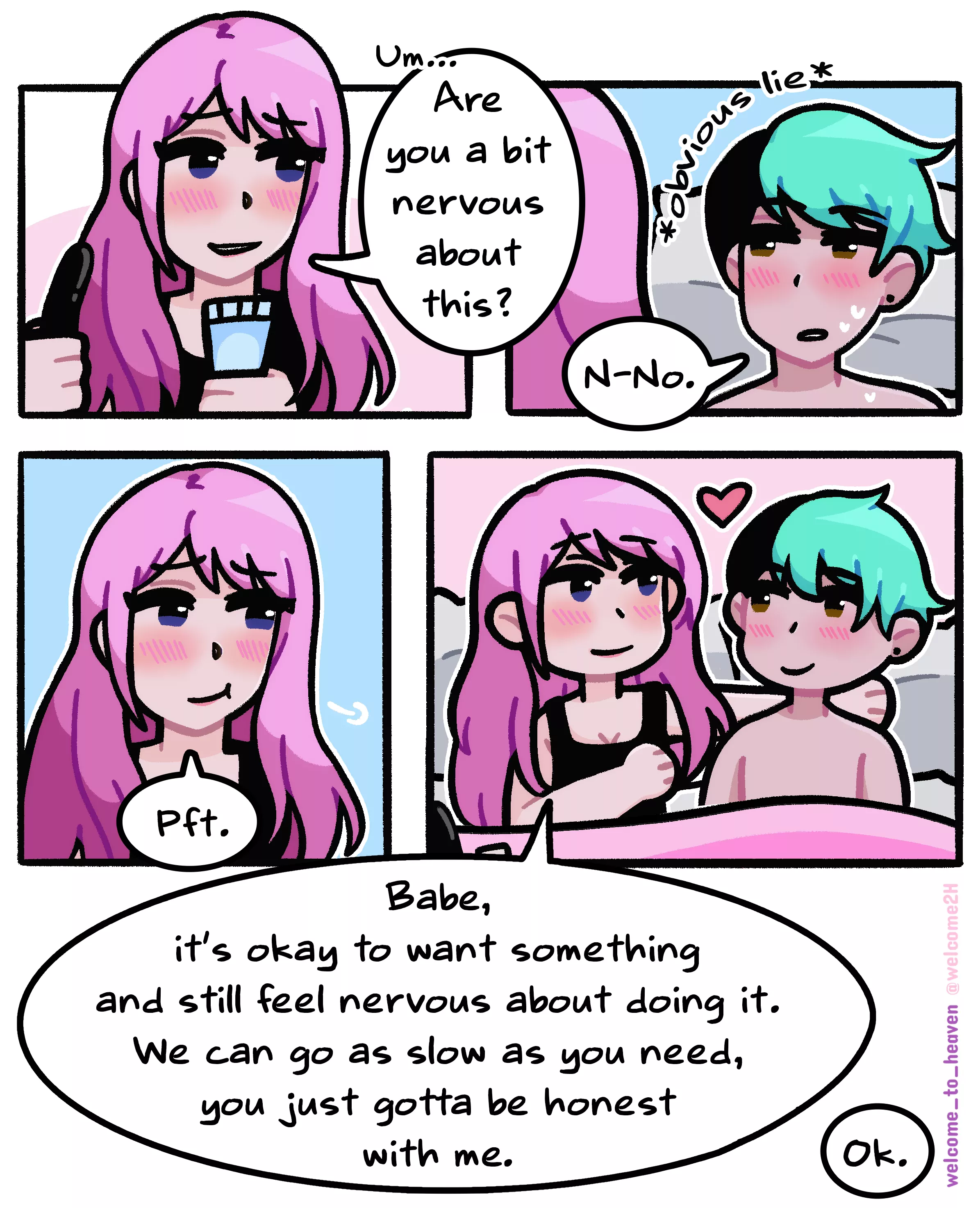 Trying out new things in the bedroom can be intimidating. Take things as slow as you need 💖[OC] posted by Welcome_To_heaven