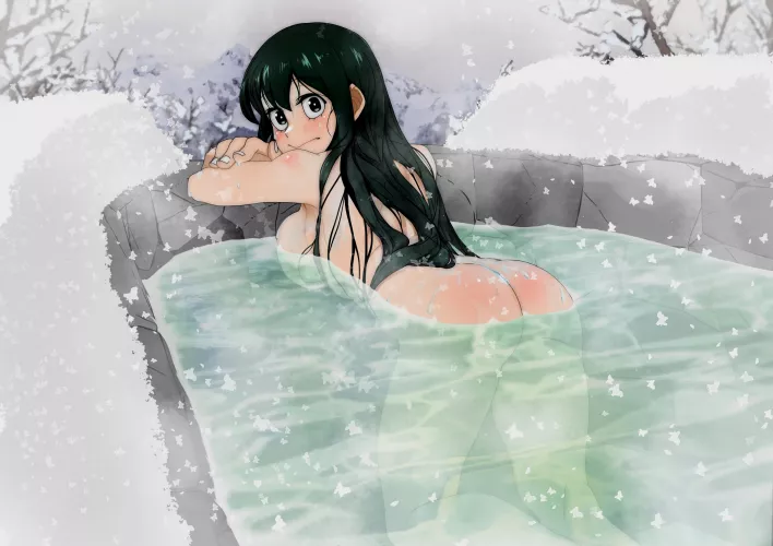 Tsuyu bathing at a hot spring[Cheese Cat] by AnotherHellCheese