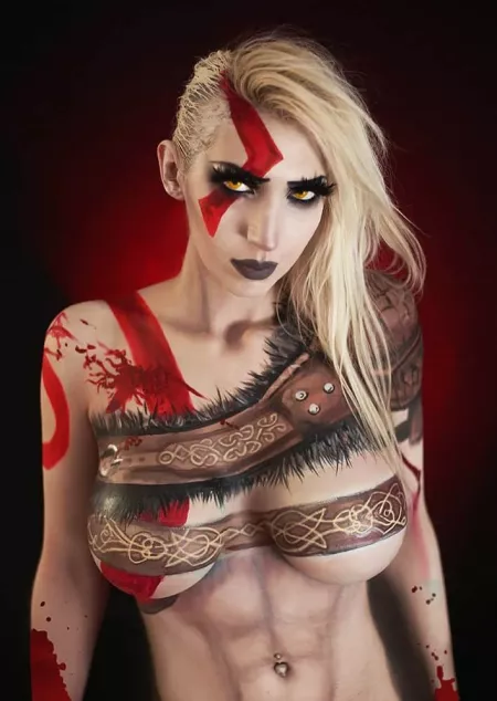 Twitch Partner Intraventus as Kratos from God of War (Body painted) by Marshallbannana45