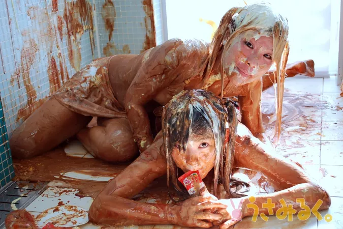 Two friends engage in food play by _Anonymous_Account_