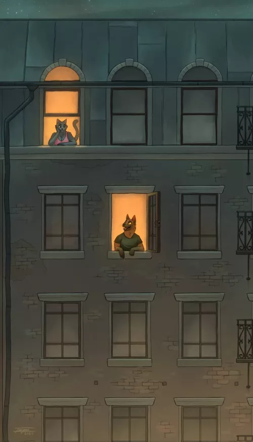 Two friends having a late-night chat [Art by me – Twitter @TenynnArt] by Tenynn