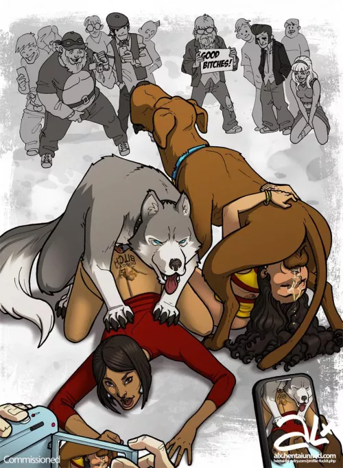 Two ladies getting used in public by their dogs (fuckit) by Just4Friends69