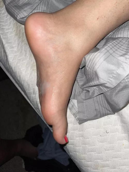 Uh oh hubby got excited and left me a present on my foot.. only problem is my other foot got no love :-( by MdFroppy13