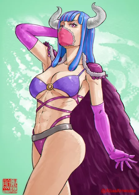 Ulti trying on her old Beast Pirate uniform (@AliasArtworks) by Heroism4499