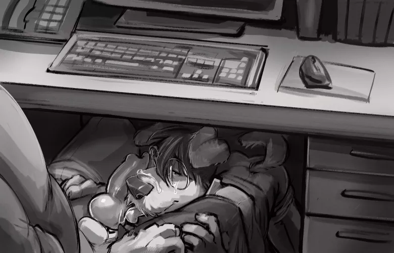 Under Desk (Lewdbeans) by TangentYoshi