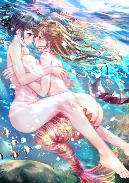 Underwater Lesbians [Original] (@ogatatei on twitter) by MarriedToHatsuneMiku