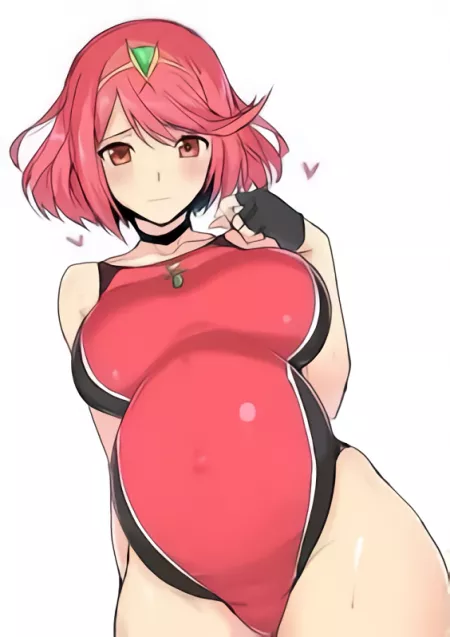 Upscaled Pregnant Pyra by Burner_Birb