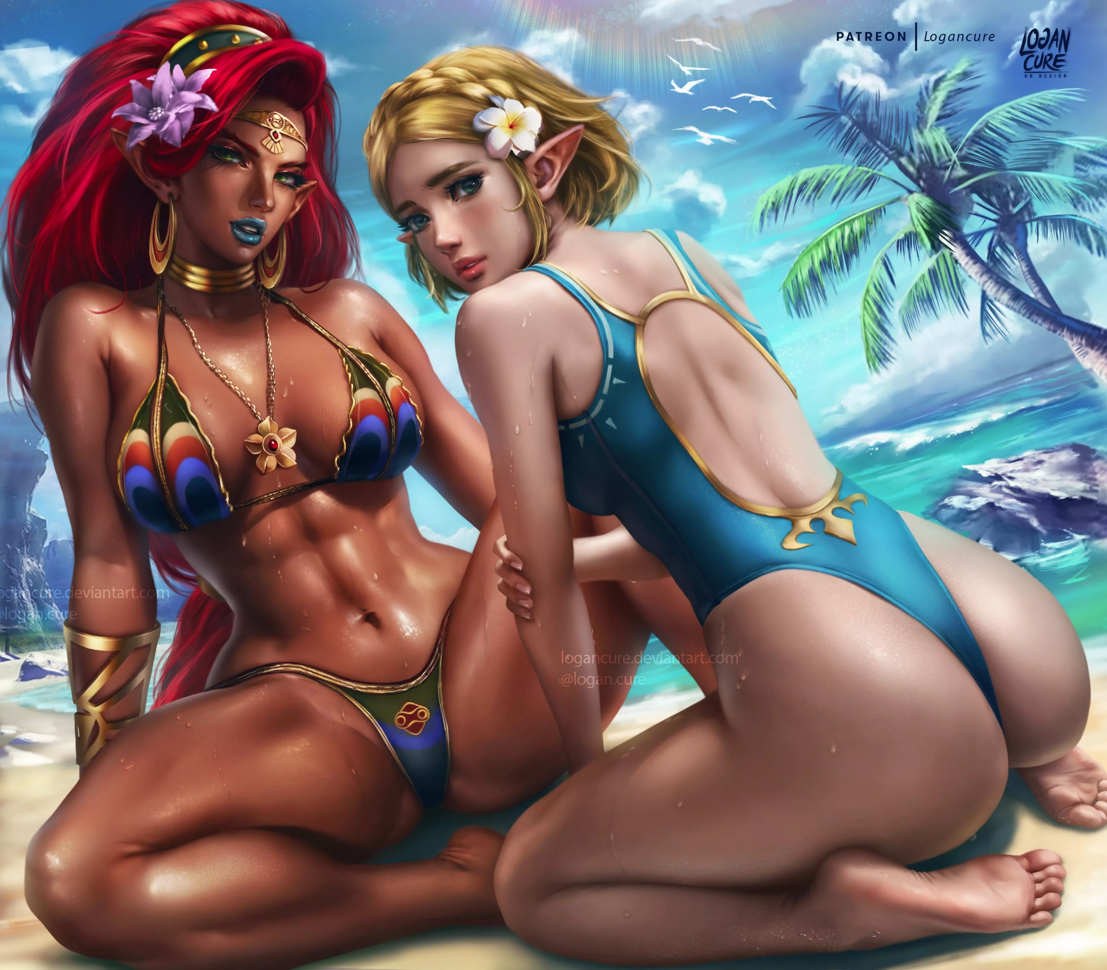 Urbosa and Zelda at the beach (Logan Cure) posted by protoshujin