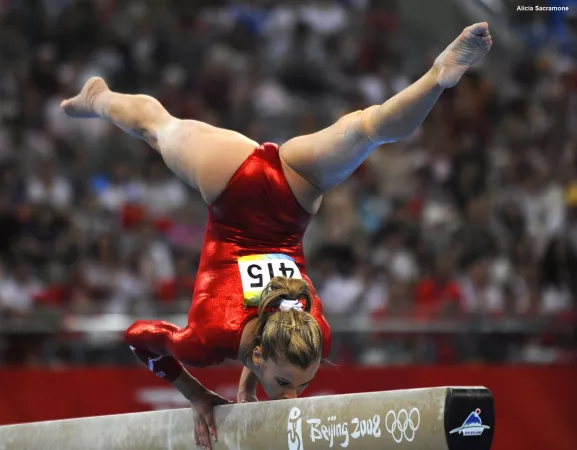 US artistic gymnast Alicia Sacramone on the balance beam by star_form_tree