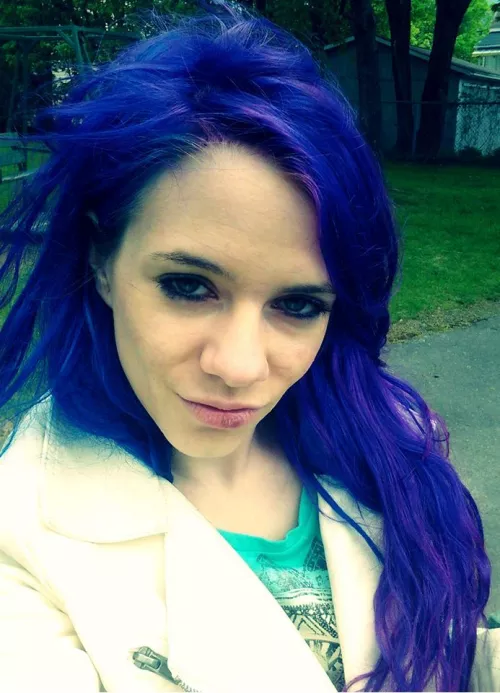 Used long blue haired alt chick by Classicfilmfan69