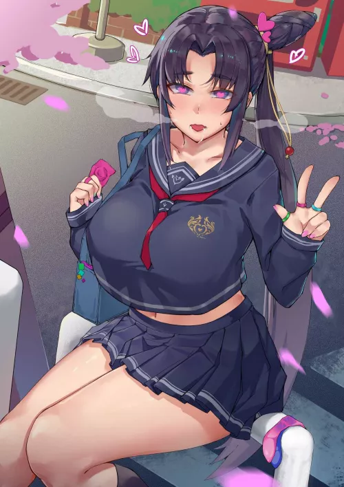 Ushiwakamaru In School Girl Uniform by Vitale_Ace