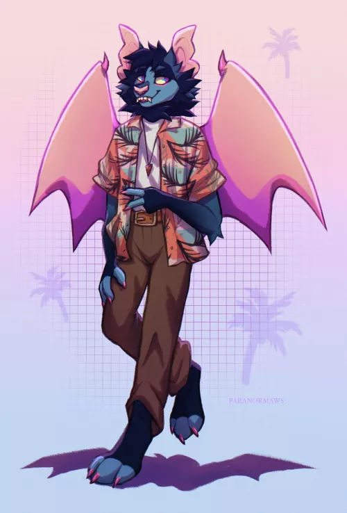 Vaporwave bat [art by me (Paranormaws)] by anotherpine