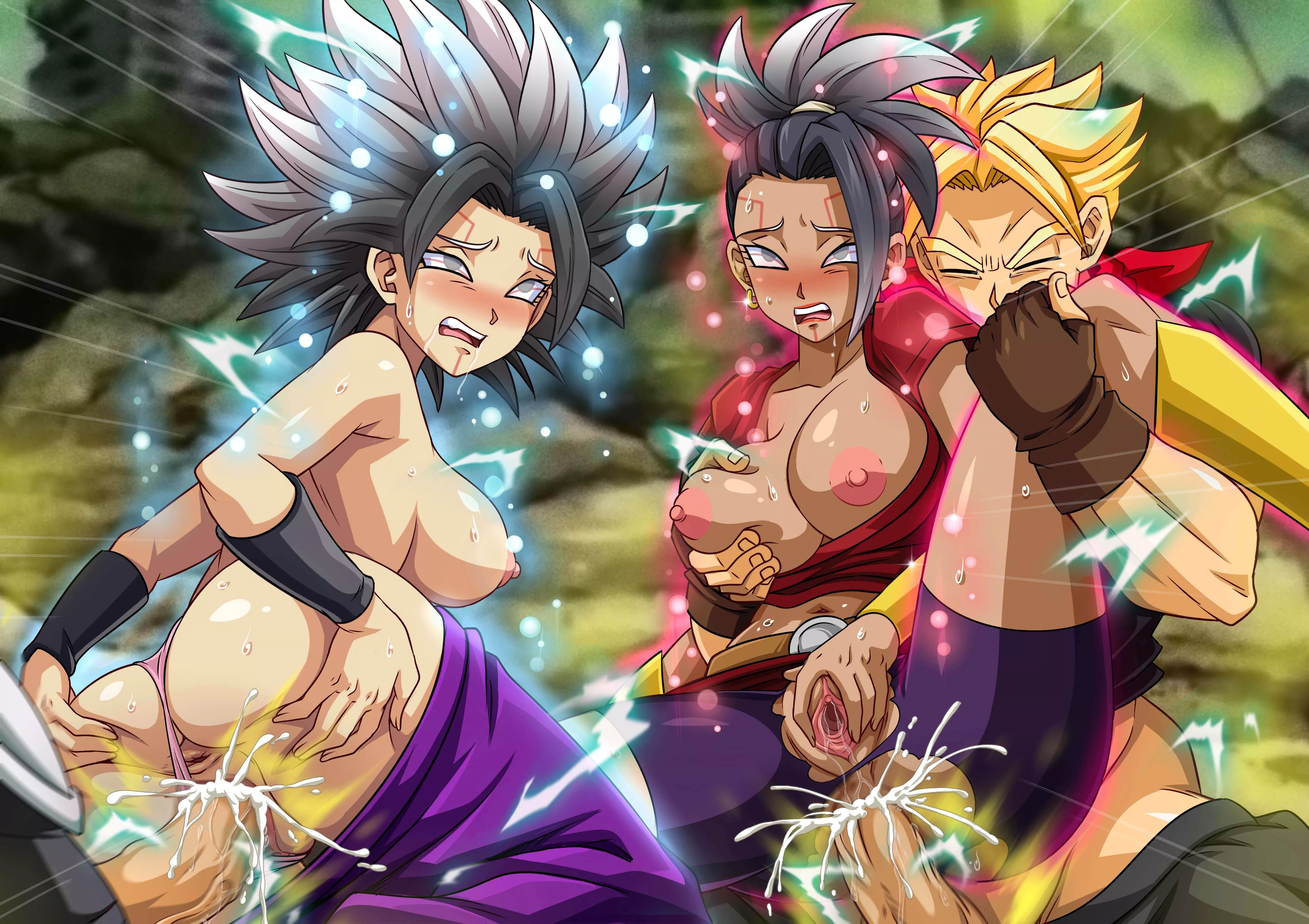 Vegeta and Trunks fucking Oren-Caulifla and Kamin-Kale. posted by BitterWorld-97