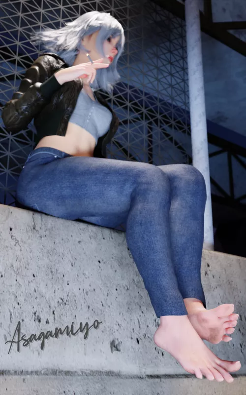 Veni, the barefoot girl by Me (Asagamiyo on dA, pixiv and twitter) [OC] by HikageDegen