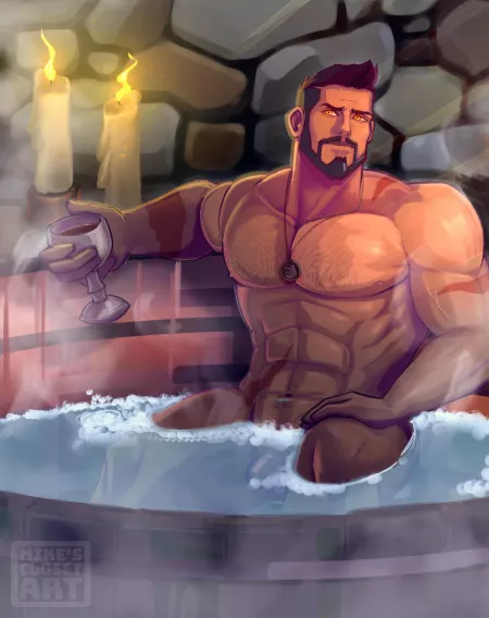 Vesemir taking a bath by Eranikus89