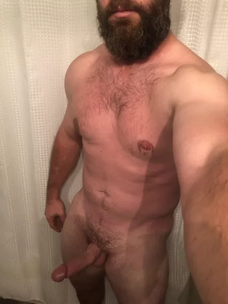Waiting for the wife to cum get in the shower! by bearded-boner