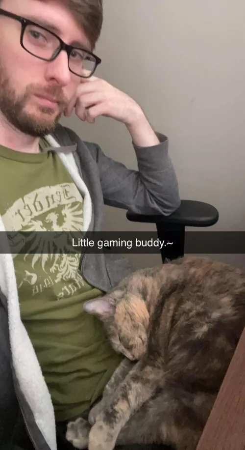 Waiting in the FFXIV que with my little chonk.~ by TheBlueShyguy