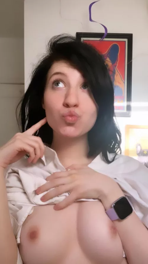 Wake up, take a boob pic, eat, sleep, repeat! by kawaiiikitty