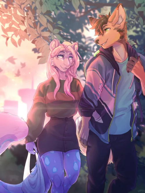 Walking home together (by me, @september_foxx on Twitter) by Autumnbadger