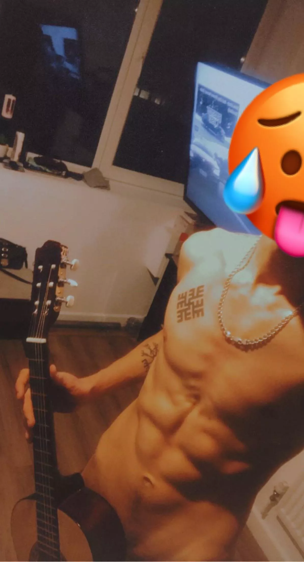 Want to see whats under the guitar?🔥♥️ posted by KinkyNeighbour