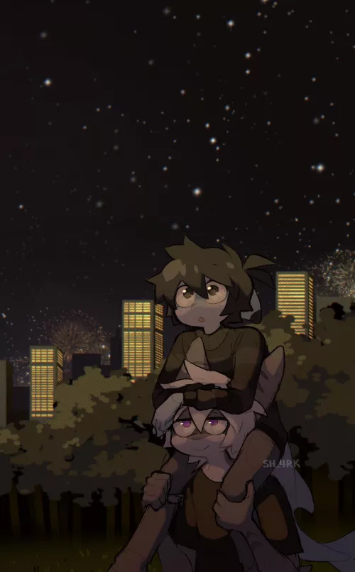 Watching the fireworks! (Art by me - @SH_4RK) by milessoaceboy