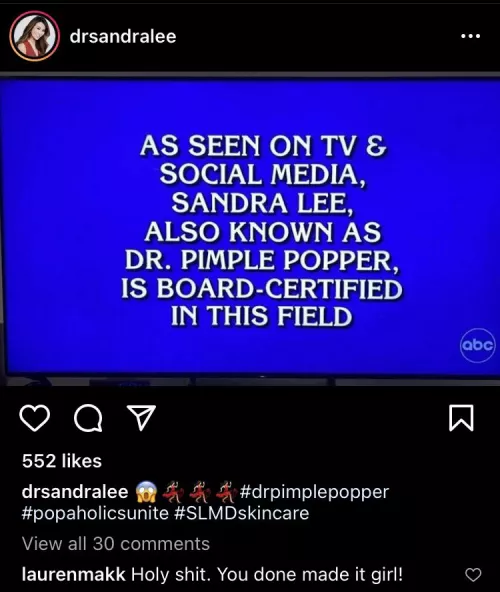 We did it Reddit! Our Muse Dr Pimple Popper is mentioned in Jeopardy! by CoolDragon