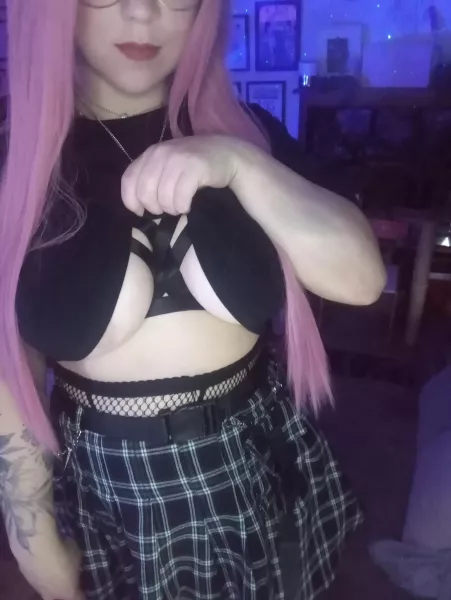 Wearing a harness and no bra under my clothes today, think anyone will notice? 😋 by Kitti-Princess