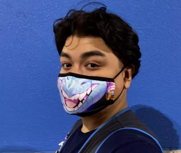 Wearing my Janine face mask for the first time in public. I’m a little shy about it uwu” by DJAY_JP
