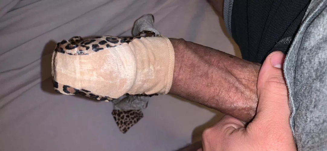 Wearing u/jjenkins245 dirty cheetah thong on my cock by Dry_Indication516
