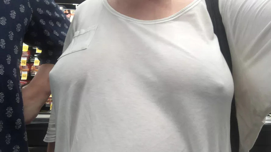 went to the grocery store braless in a white shirt on request and enjoyed the attention way more than i thought i would by h0n3yyyb4dg3r