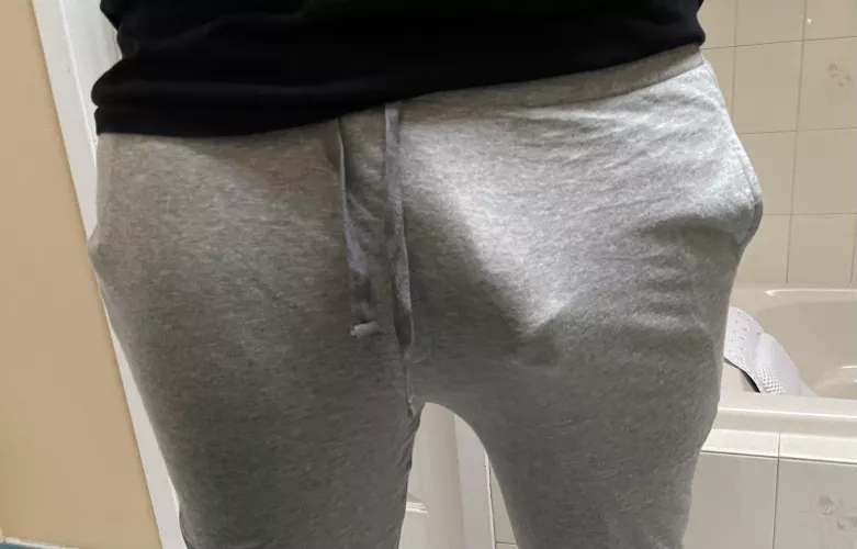 Went to the store and caught the cashier looking down. I guess it was too obvious. by Comfortablecock3