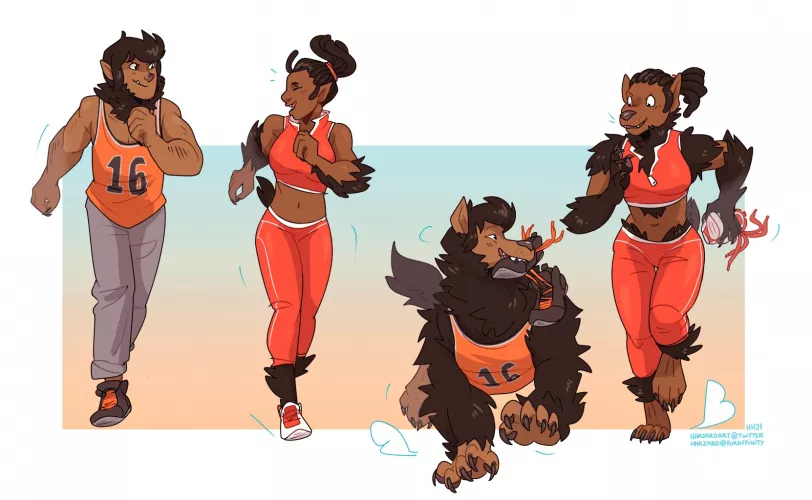 Werewolves jogging [M + F Humans -> Anthro Wolves; SFW] (hhazard) by jpg_enjoyer
