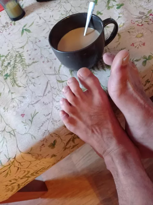 What do you choose? A cup of coffee or my legs? by MaksFootfetish