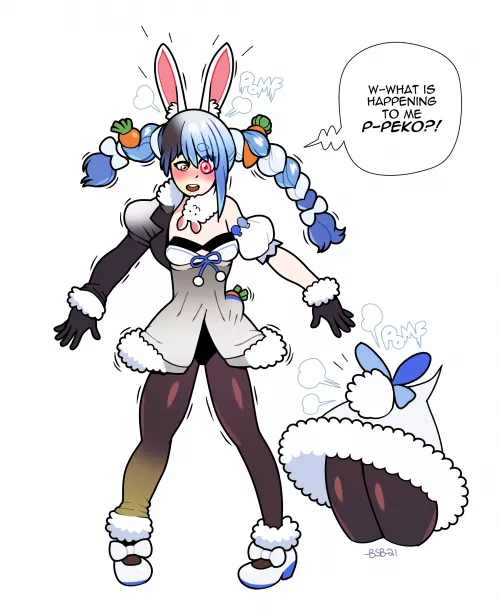 What the peko!? (M Human -> F Bunny Girl; Usada Pekora, Anime TFTG) (Hololive) by Blackshirtboy by Silvia_the_Kitsune