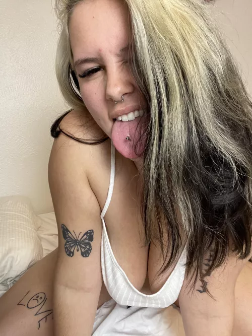 what would catch your attention first? the tongue ring or the cleavage? by heyimsugarylove