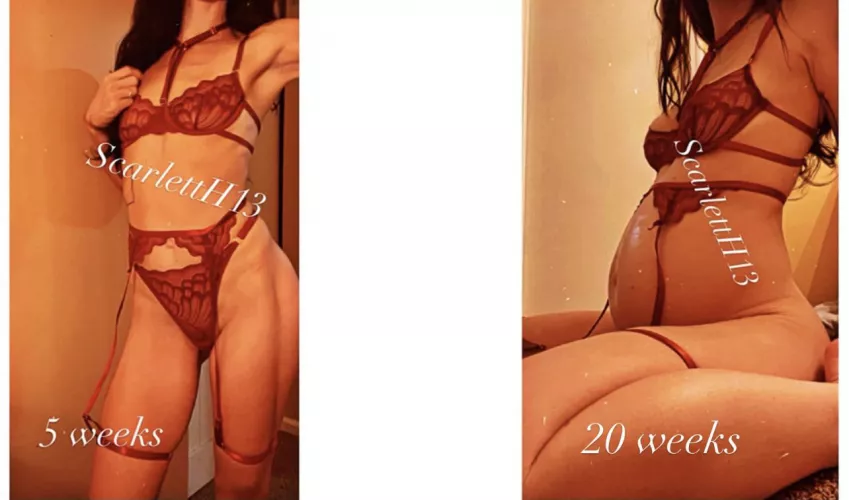 When I found out I was pregnant vs now at 20 weeks by 13ScarlettH