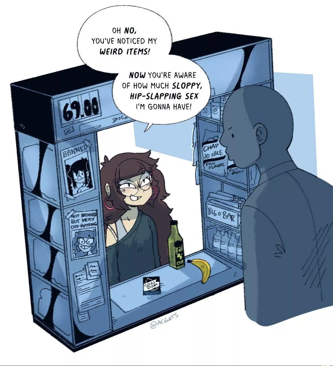 When myself (domless IRL) goes to get lube from the drug store trying to be inconspicuous terribly 😂 OC credited to @acgats on Twitter. posted by godofwarmth386