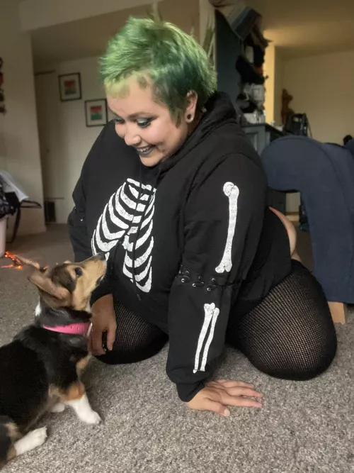 When puppy wants in on photo time 😆 by anomaleespectre