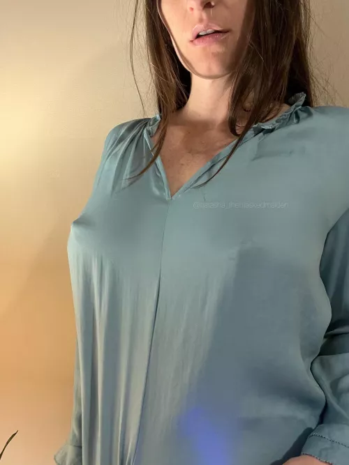 When the silky fabric of your shirt sits just right. by Natasha_MaskedMaiden