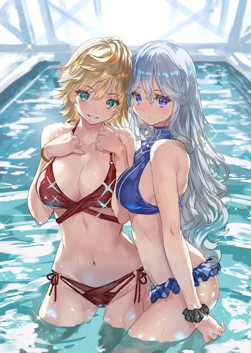 When Two Big Titty Girls Invite you to go swimming with them (Artist's OC's) by YandereLover22