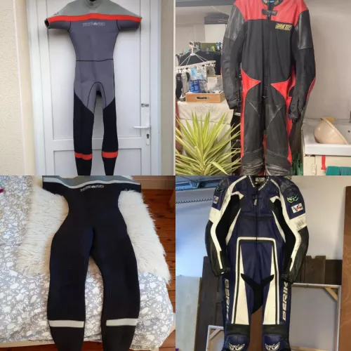 Which kind of suit for getting muddy? Swimsuit or bike leathersuit? by jennyfujiwara