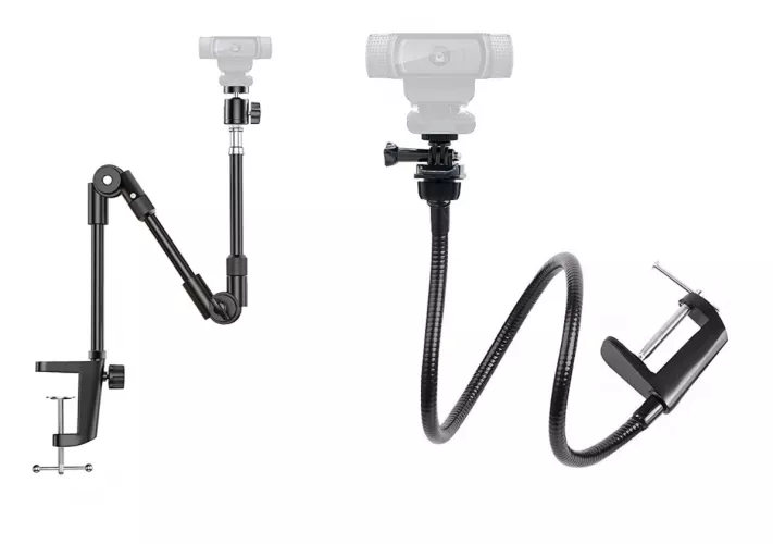 Which webcam mount would you choose? The style on the right seems more common but I'm concerned it would wobble more easily when my desk is nudged. by analogHedgeHog