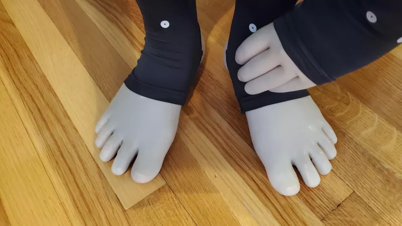White latex toe socks and gloves