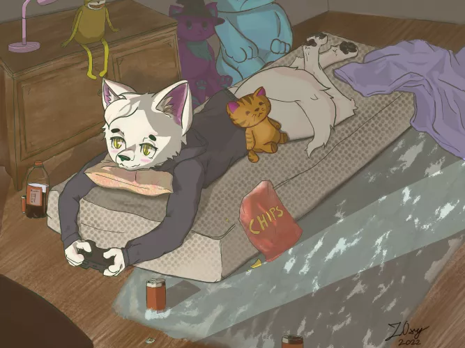 White the cat - free comission (Improved) 💜 Ft. Black toe beans 🐾 by Z0xih