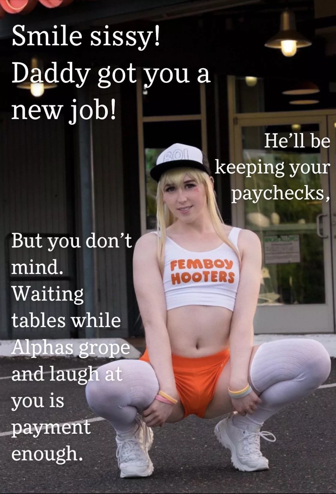 Who else wishes there was a Femboy Hooters?? Sissies would you work there? I know it would be my new favorite restaurant 🤤 posted by Ok_Reason4781