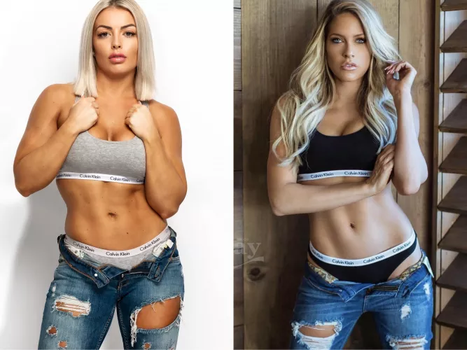 Who rocked the Calvin Kleins w/ripped jeans look better: Mandy Rose vs Kelly Kelly? by throwaway645298