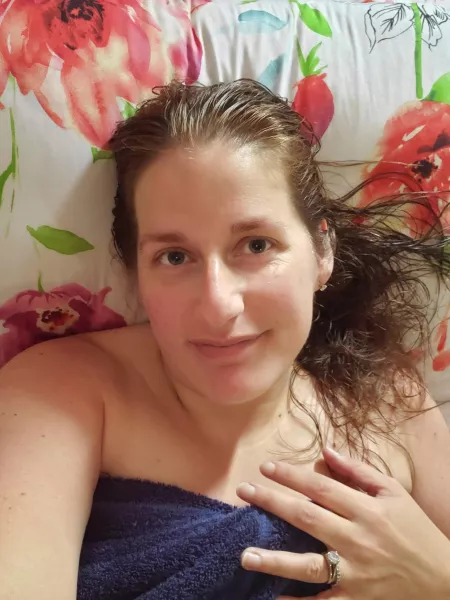 Who thinks I should lose the towel 😜💦 [OC] by [deleted]