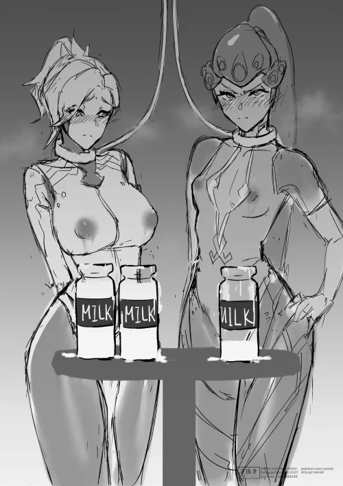 Who's milk do you want? Mercy or Widowmaker? (Sanuki) by Mrbucket27