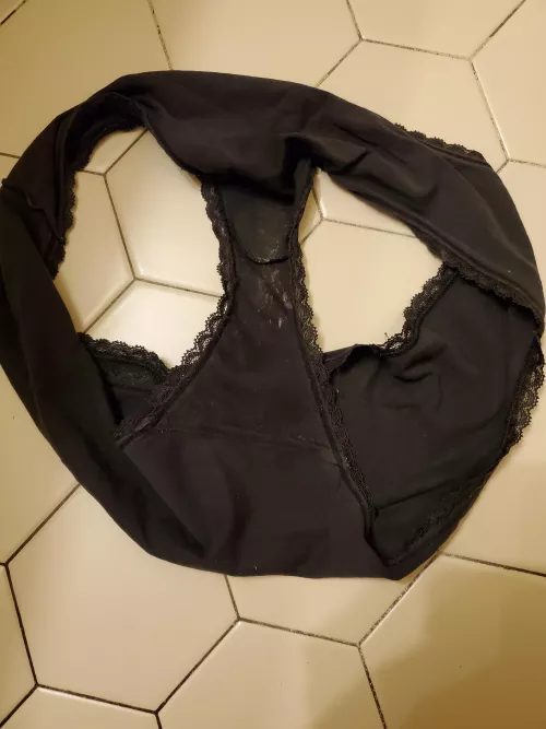 Wife left another pair for me on the bathroom floor. Think I'll just suqesze some precum onto them a few times and leave them there for a day or two before I fully unload on them for her to find. by WonderfulList9137